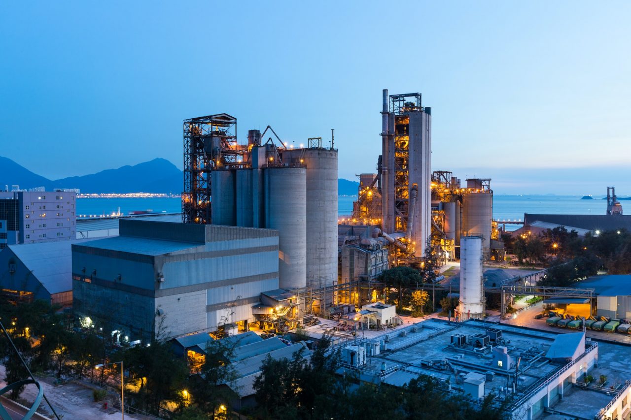 Industrial plant illuminated at night